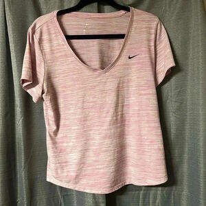 Nike Dri Fit T Shirt Womens V Neck Top Short Sleeves Logo Heather Bv4383-693​​